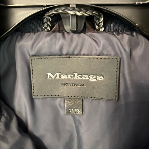 MACKAGE KAY down coat with natural fur Signature Mackage Collar Blue Size XS - Picture 4 of 9